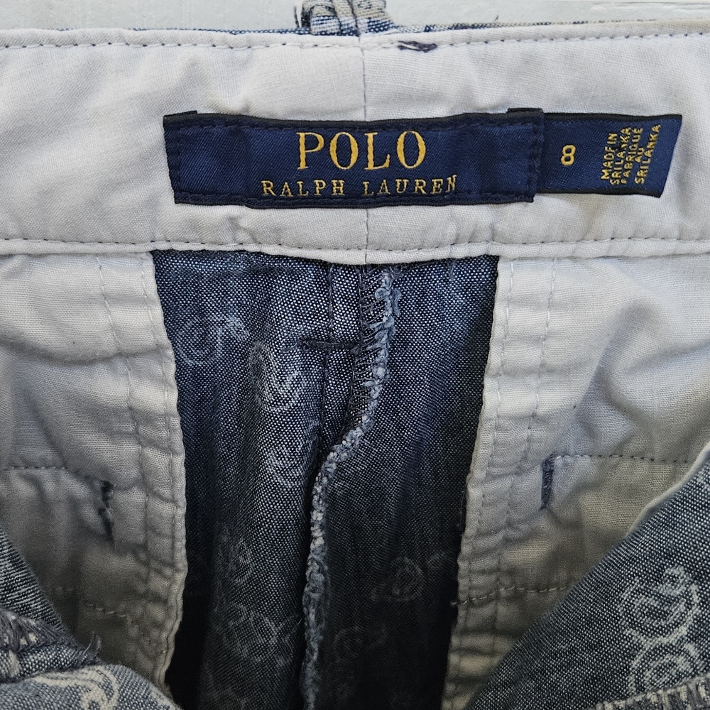 Ralph Lauren Blue Bandana Print Denim Shorts - Picture 3 of 5